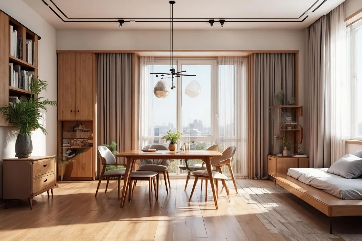 水性木器漆施工场景 水性木器漆施工中的木门与家具